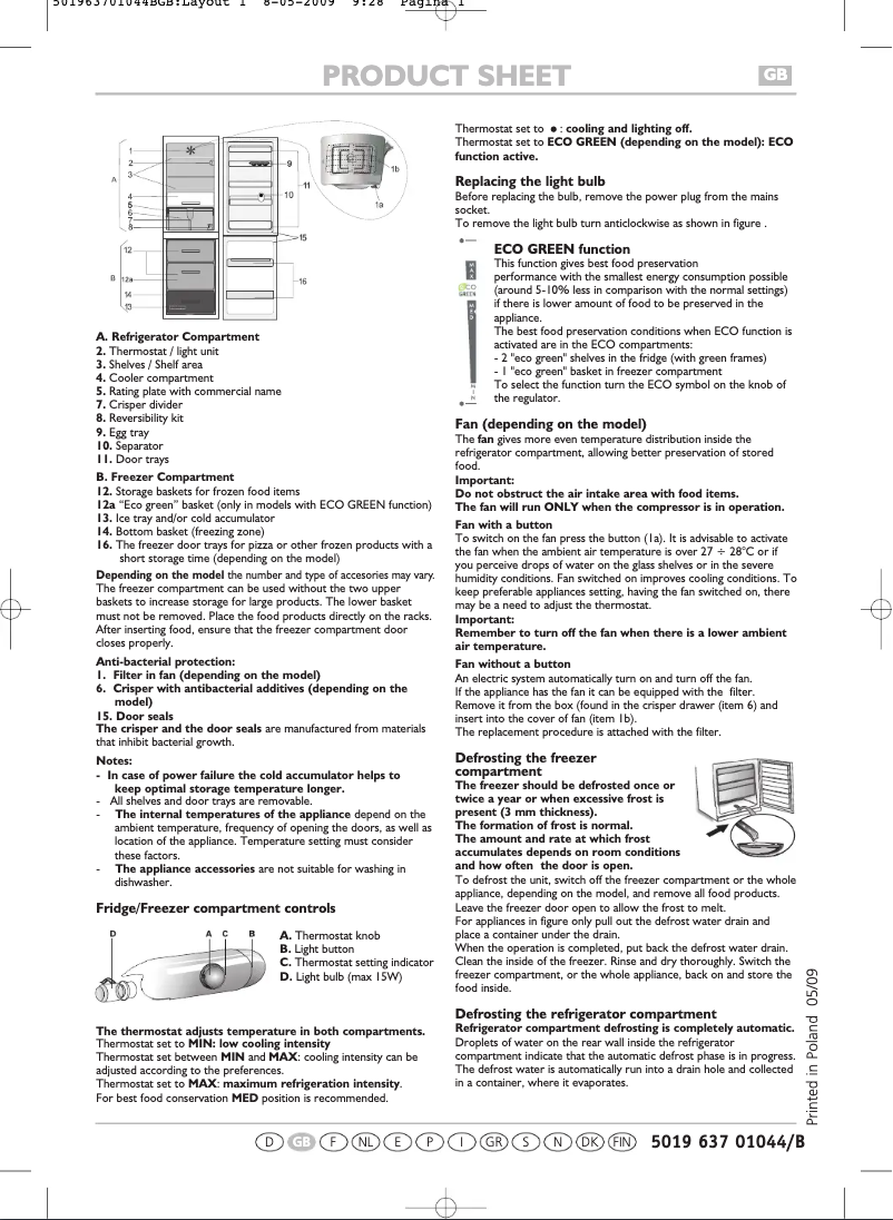 Page 1 de la notice Manuel utilisateur Whirlpool WBE 3712 A+X