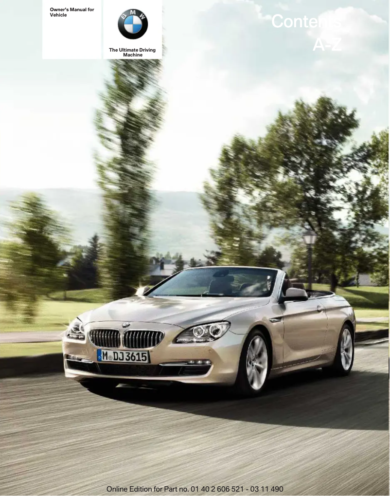 Image de la première page du manuel de l'appareil 650i Convertible (2012)