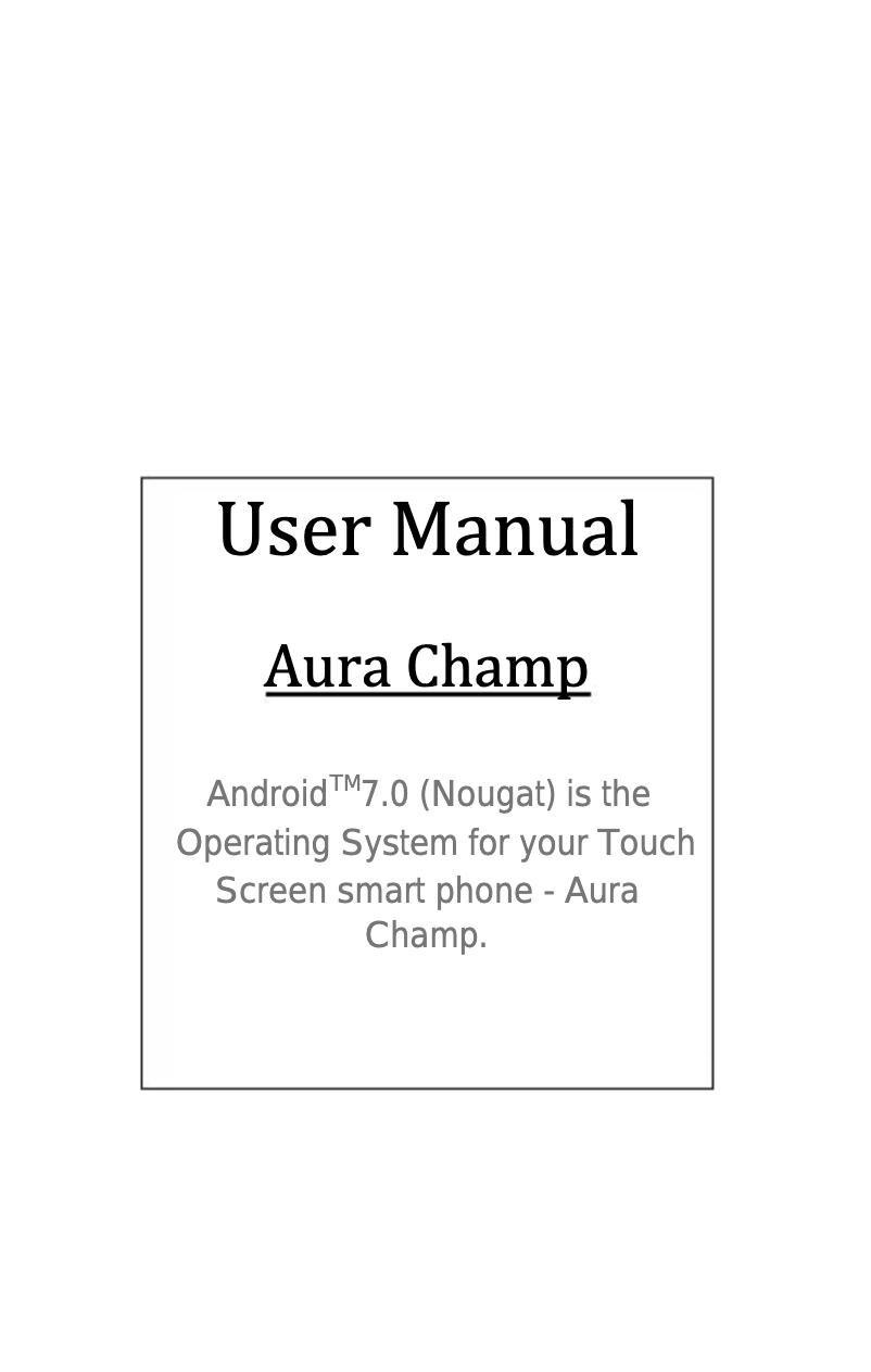 Image de la première page du manuel de l'appareil Aura Champ