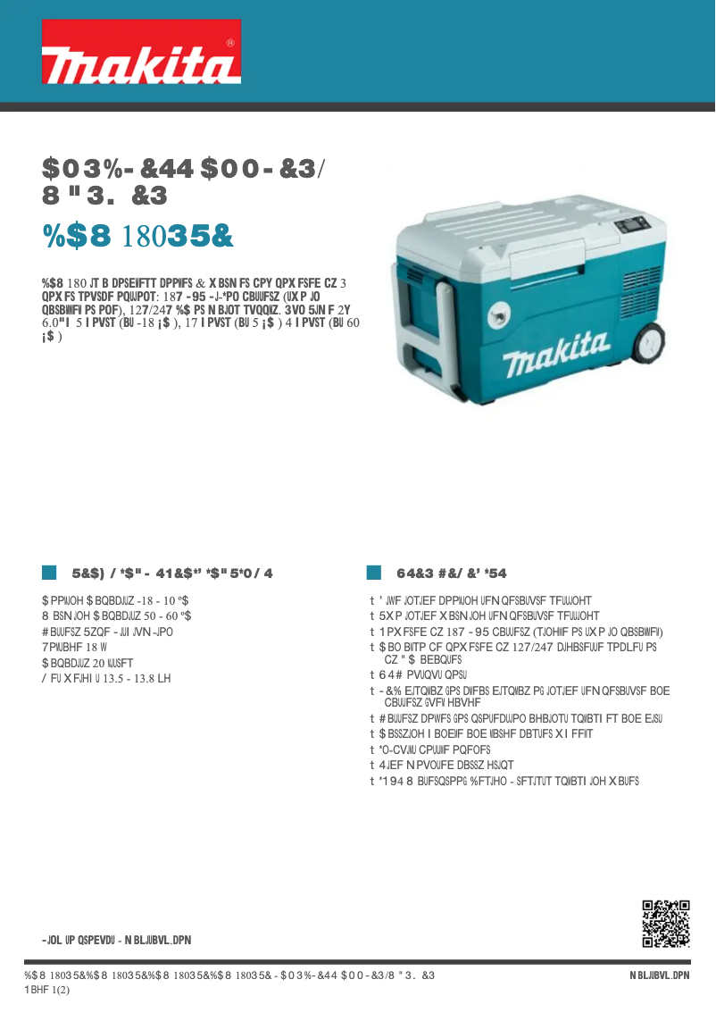 Página 1 del manual Ficha técnica Makita DCW180RTE