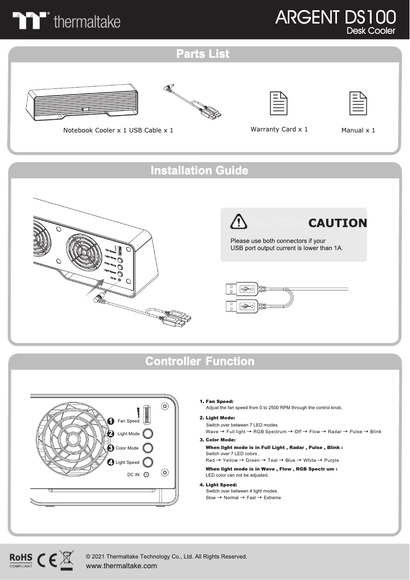 Page 1 de la notice Manuel utilisateur Thermaltake ARGENT DS 100