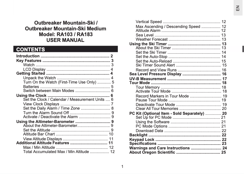 Image de la première page du manuel de l'appareil RA103