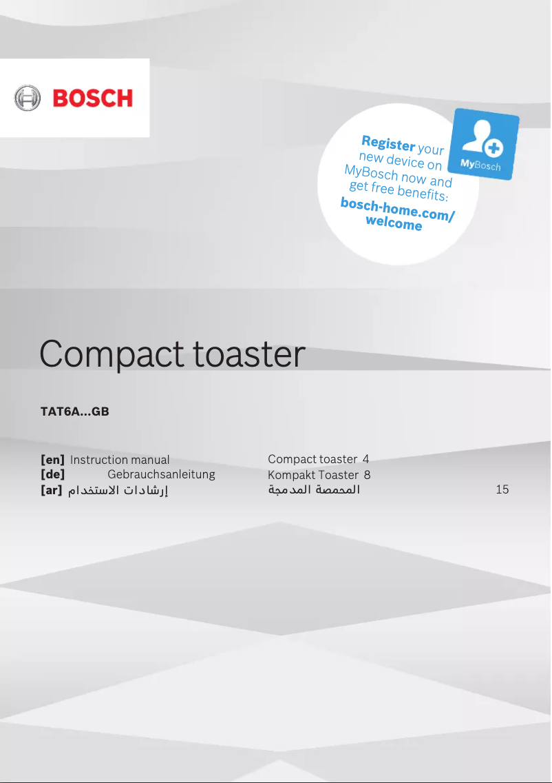 Page 1 de la notice Manuel utilisateur Bosch TAT6A111GB
