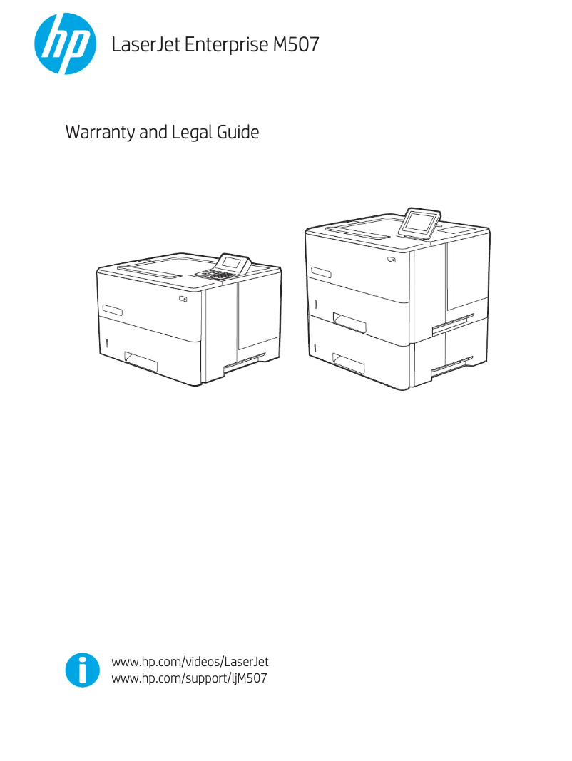 Page n°1 - Informations de garantie HP LaserJet Enterprise M507