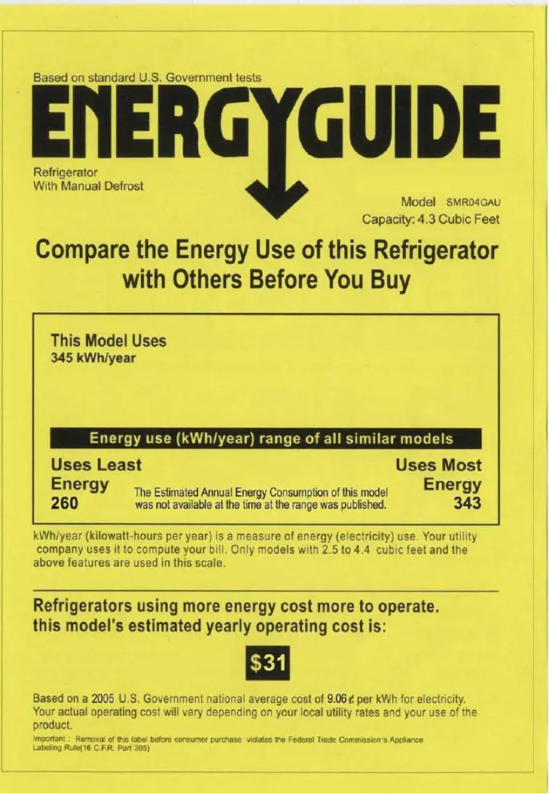 Page 1 de la notice Manuel utilisateur GE SMR04GAUCS