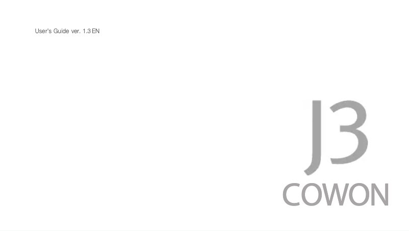 Page 1 de la notice Manuel utilisateur Cowon J3 32 GB