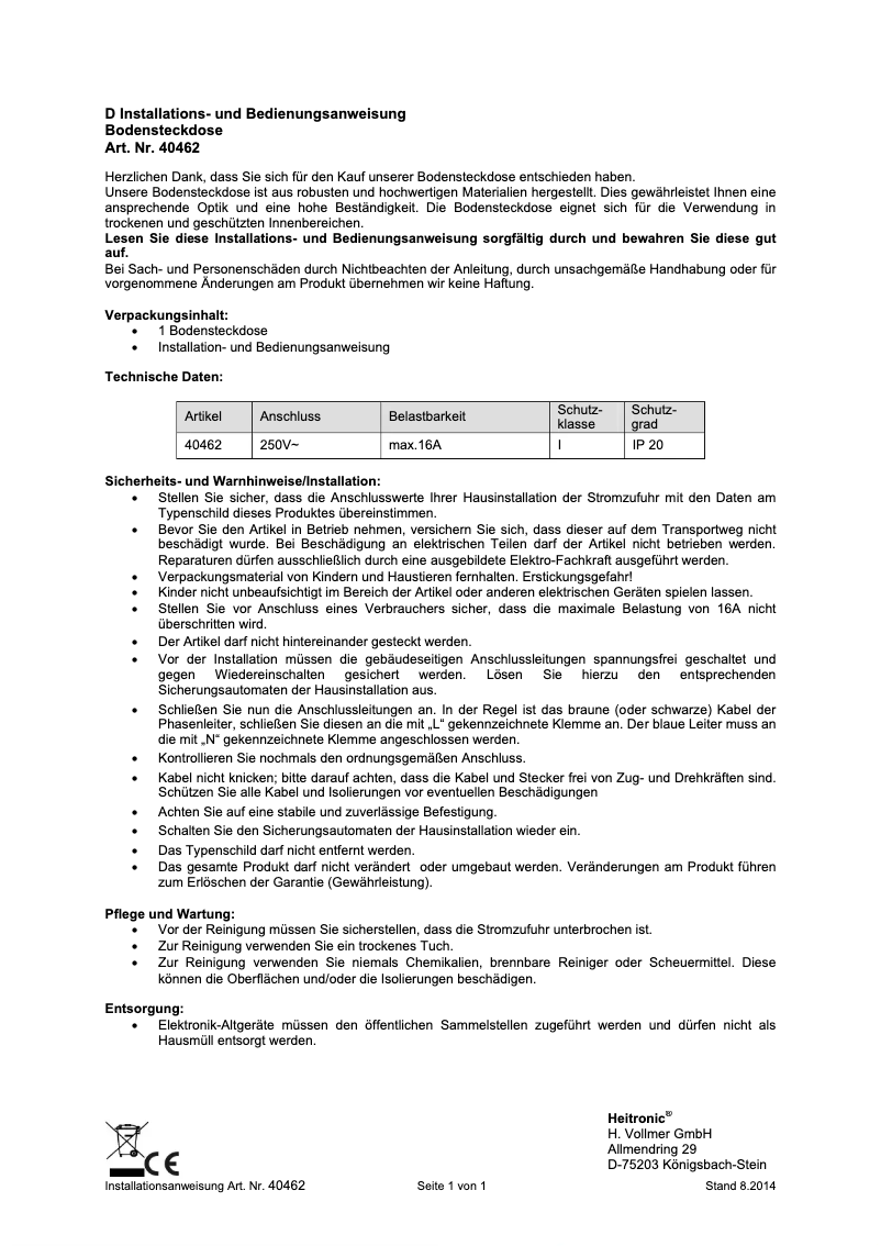 Page 1 de la notice Manuel utilisateur Heitronic Golv x2
