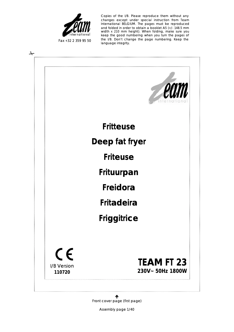 Image de la première page du manuel de l'appareil FT 23