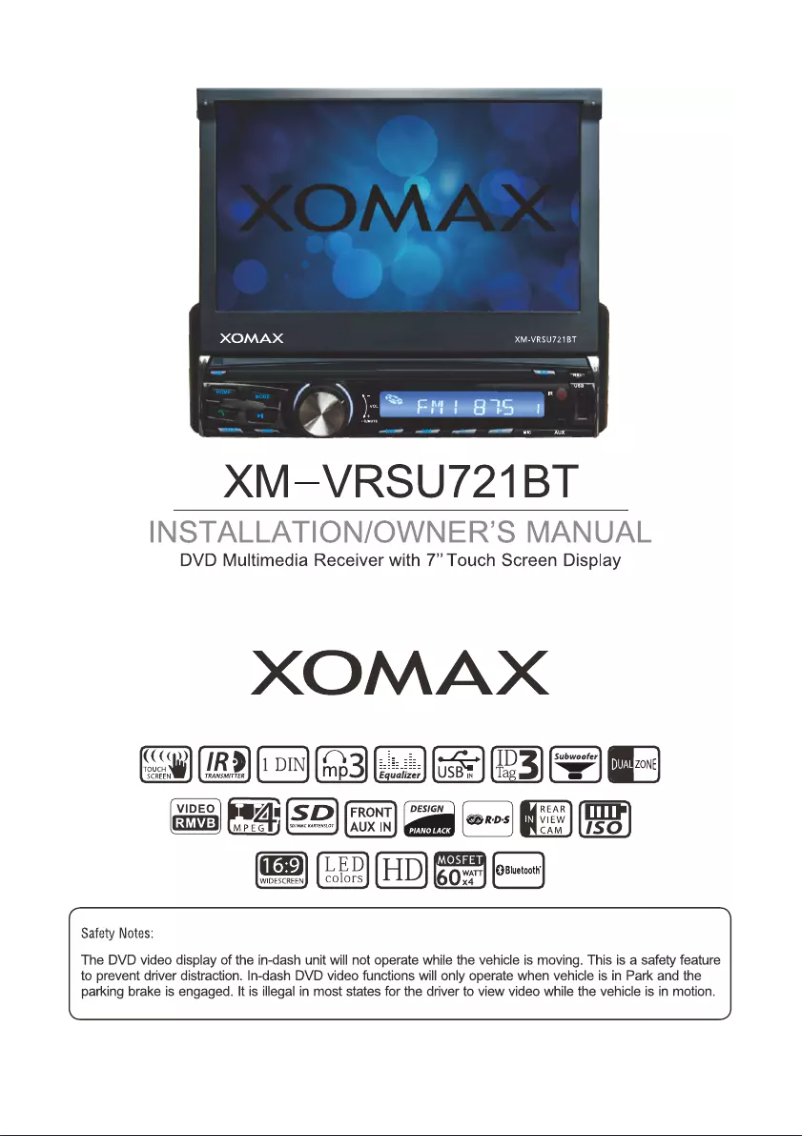 Image de la première page du manuel de l'appareil XM-VRSU721BT
