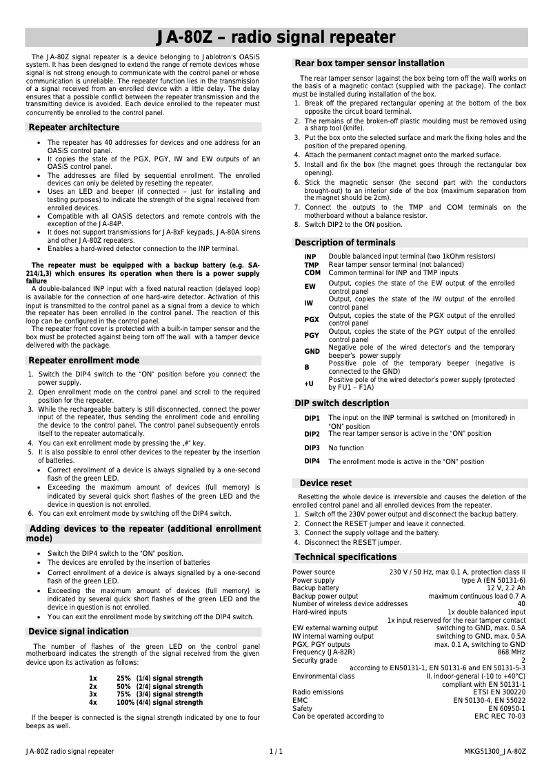 Page 1 de la notice Manuel utilisateur Joblotron JA-80Z
