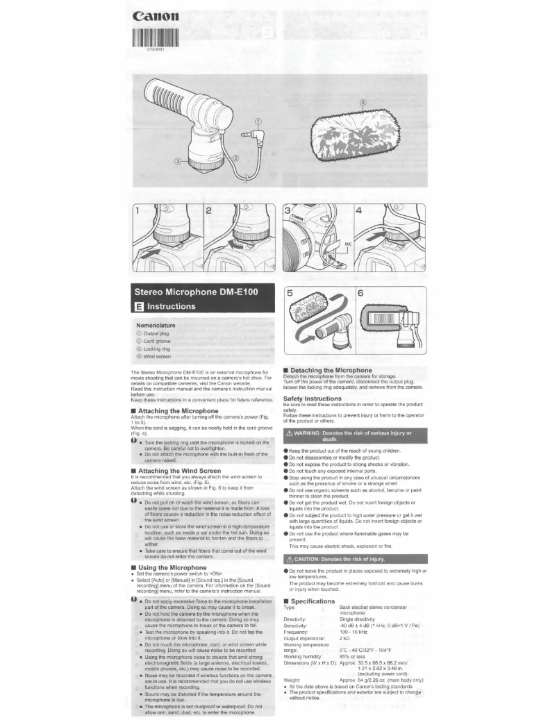 Image de la première page du manuel de l'appareil DM-E100