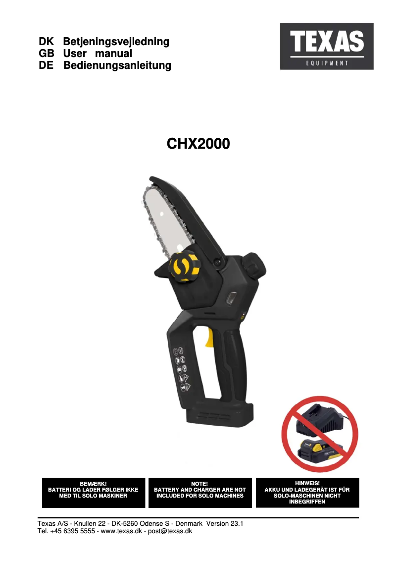 Página 1 del manual Manual de usuario Texas CHX2000