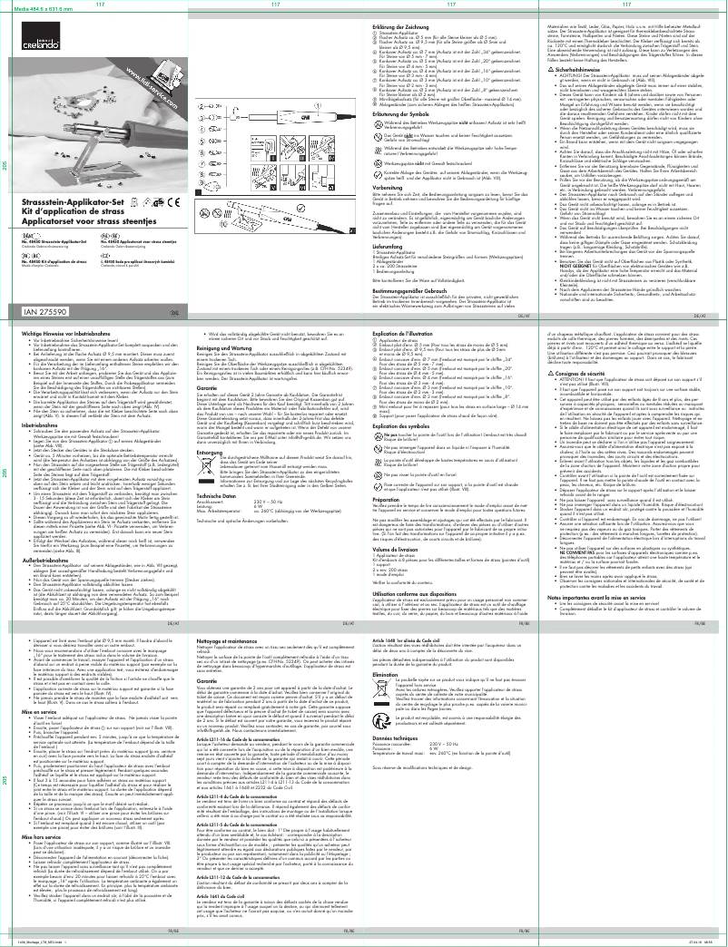 Page 1 de la notice Manuel utilisateur Crelando IAN 275590