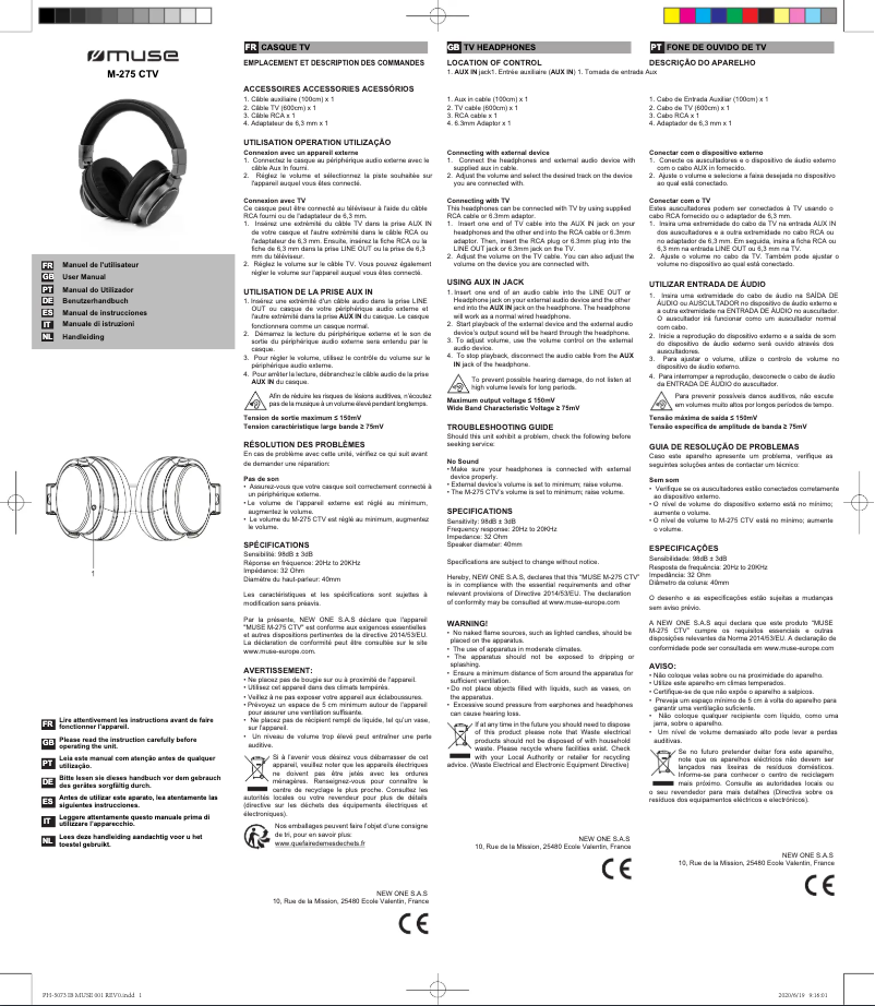 Image de la première page du manuel de l'appareil M-275 CTV