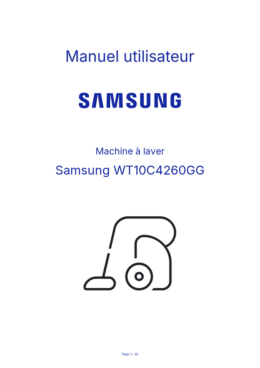 Page n°1 - Manuel utilisateur Samsung WT10C4260GG
