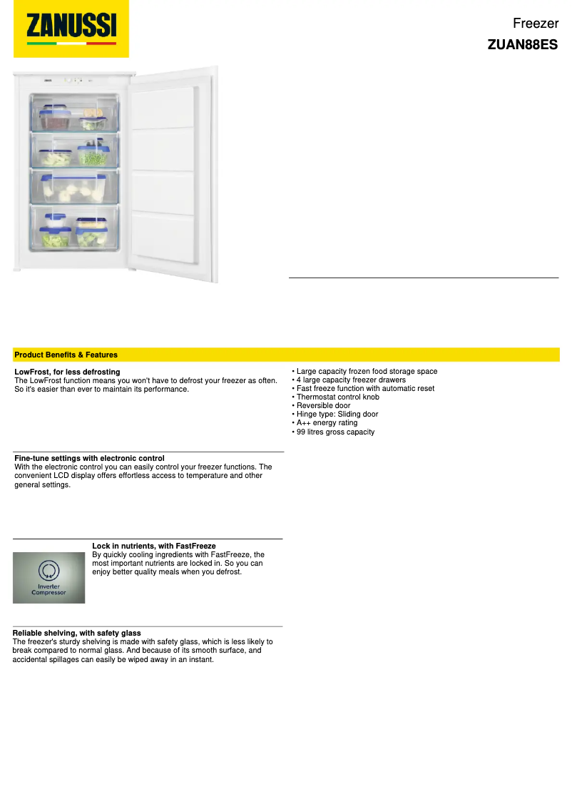 Image de la première page du manuel de l'appareil ZUAN88ES