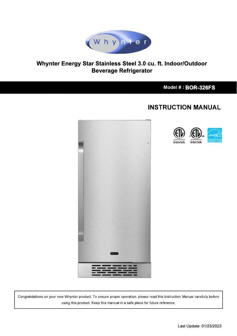 Image de la première page du manuel de l'appareil BOR-326FS