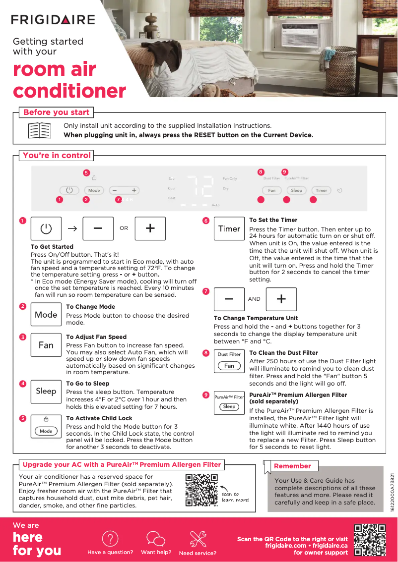 Page n°1 - Guide de démarrage rapide Frigidaire FHWH124WB2