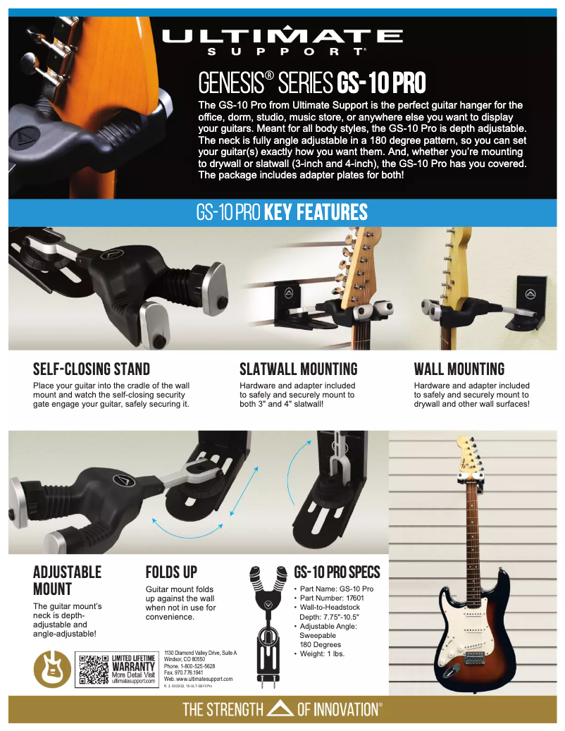 Page 1 de la notice Manuel utilisateur Ultimate Support GS-10 Pro