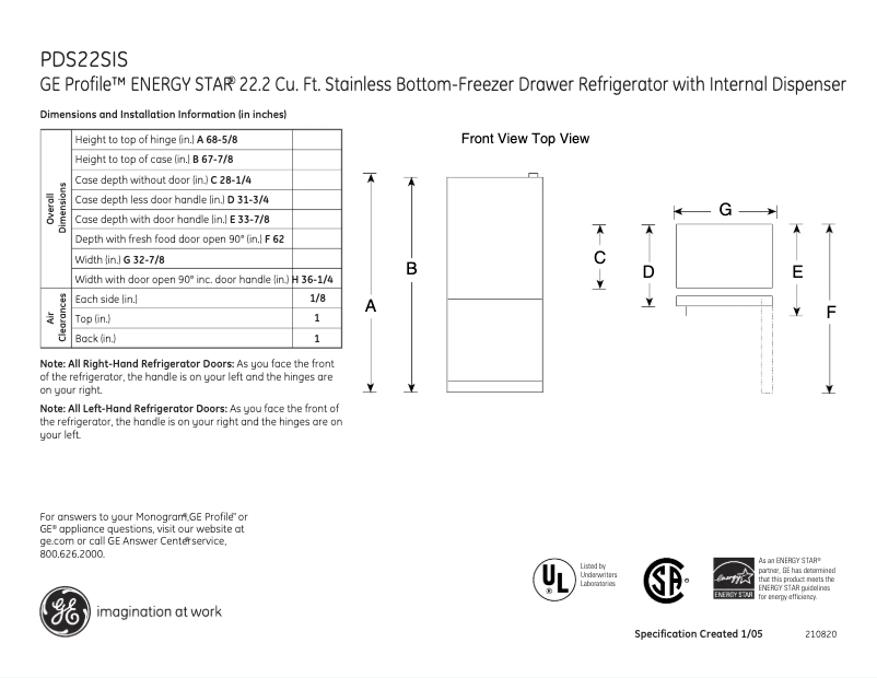 Image de la première page du manuel de l'appareil Profile PDS22SISLSS