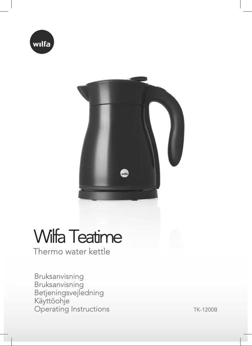 Page 1 de la notice Manuel utilisateur Wilfa Teatime TK-1200B