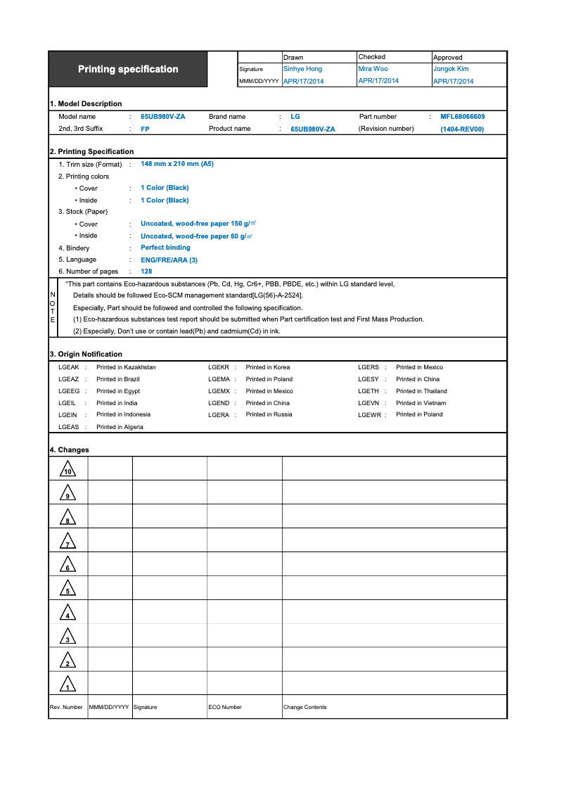 Página 1 del manual Manual de usuario LG 65UB950V