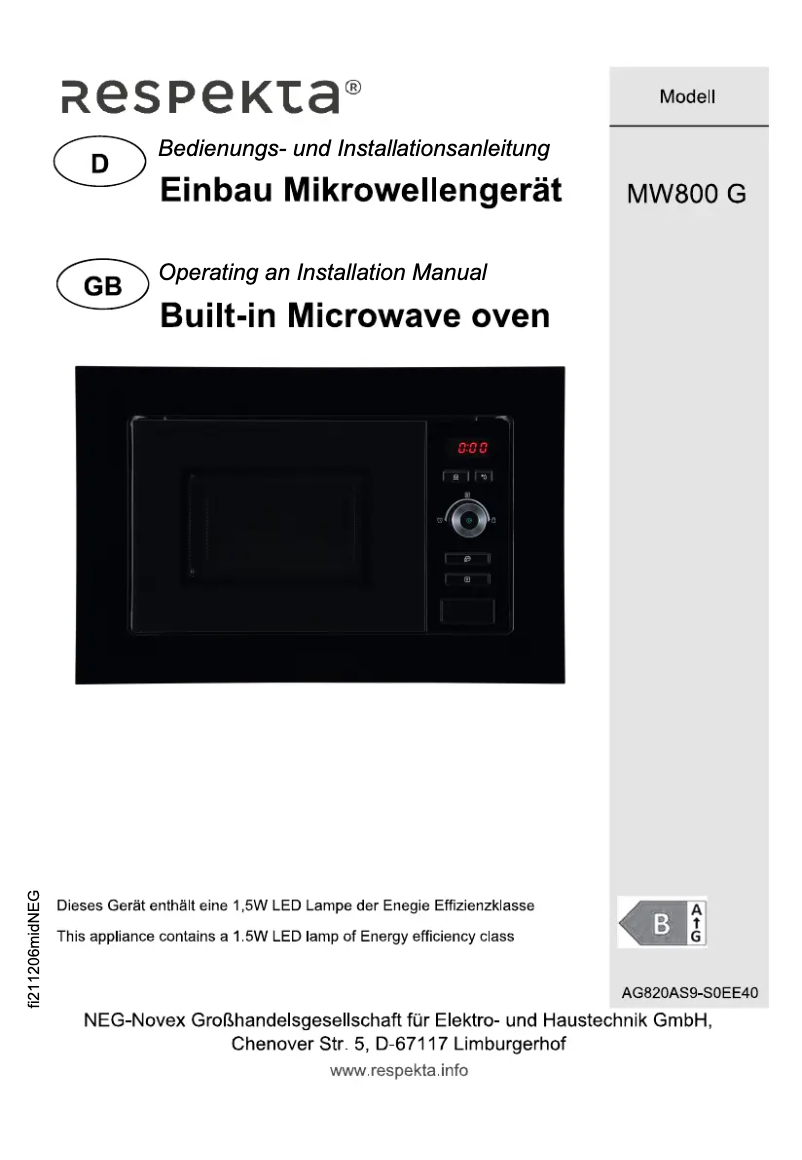 Page n°1 - Manuel utilisateur Respekta MW800G