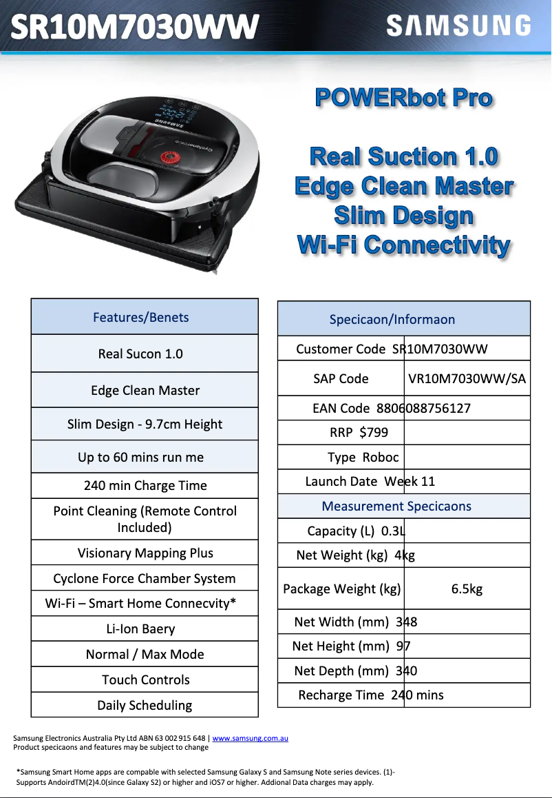 Image de la première page du manuel de l'appareil POWERbot VR7000