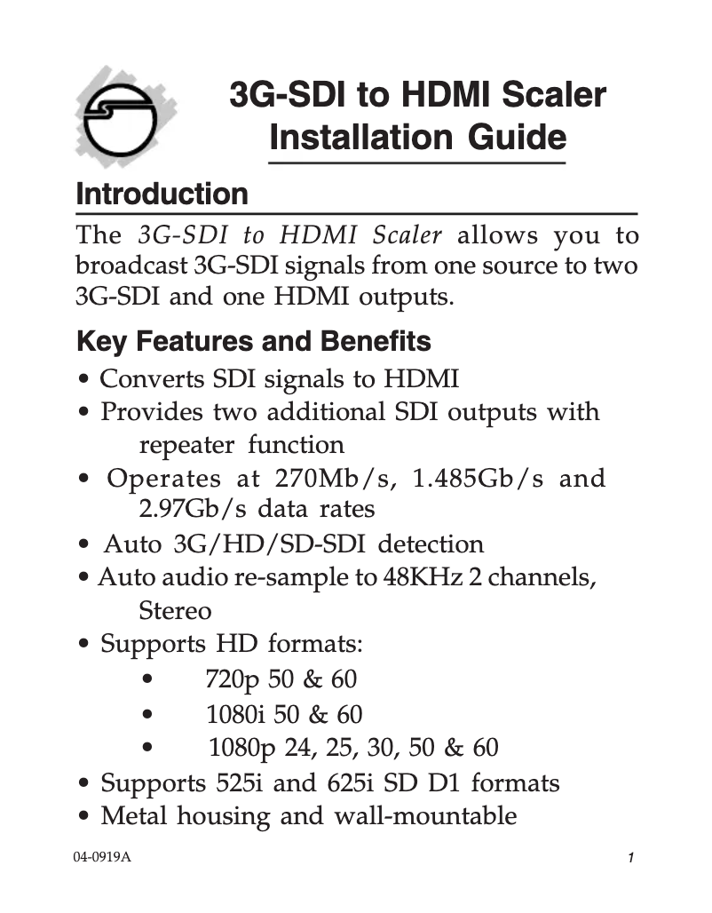 Page n°1 - Manuel utilisateur Siig CE-SD0611-S1