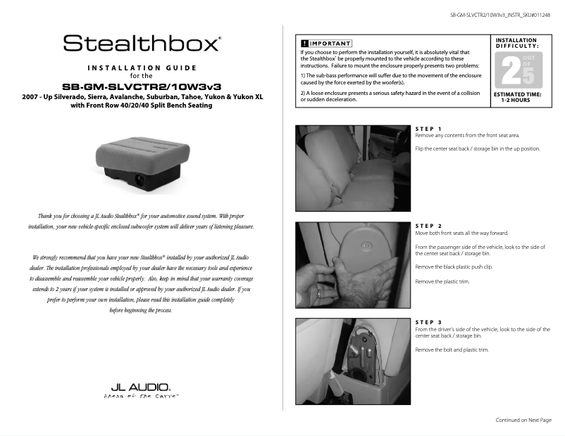 Image de la première page du manuel de l'appareil Stealthbox SB-GM-SLVCTR2/10W3v3/DG
