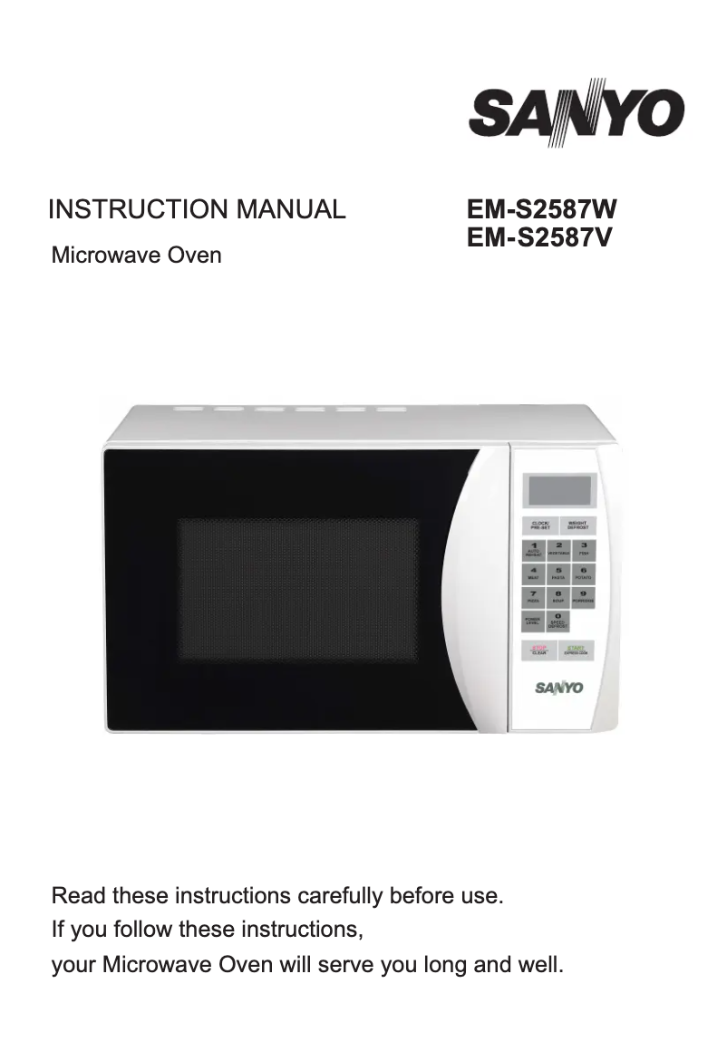 Page 1 of the manual User Manual Sanyo EM-S2587V