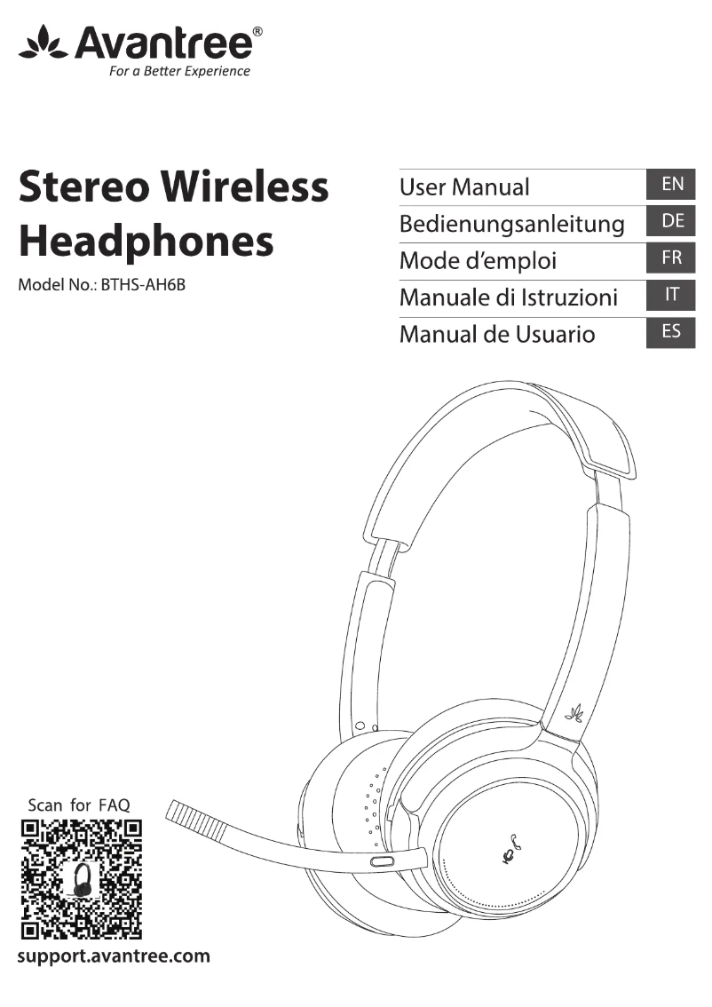 Page 1 de la notice Manuel utilisateur Avantree AH6B