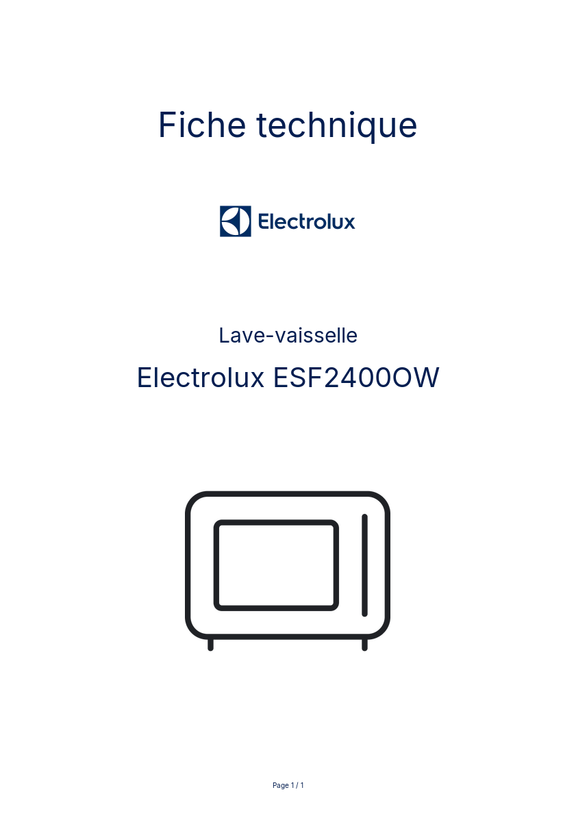 Image de la première page du manuel de l'appareil ESF2400OW