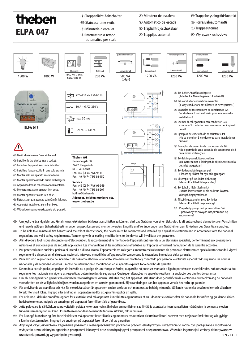 Page 1 de la notice Manuel utilisateur Theben ELPA 047