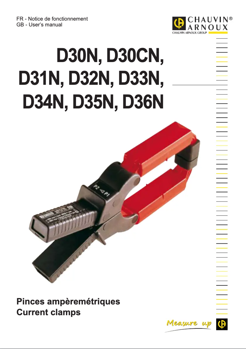 Page 1 de la notice Manuel utilisateur Chauvin Arnoux D30CN