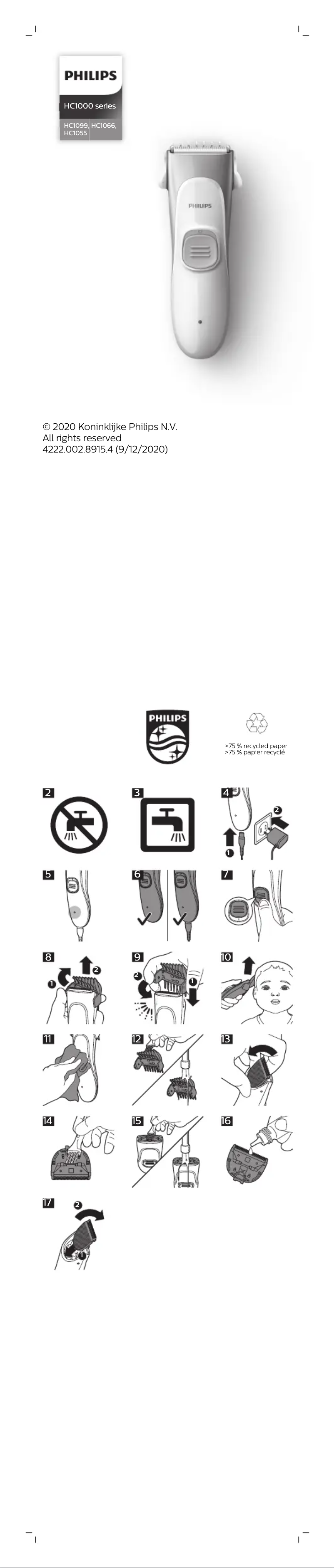 Page 1 de la notice Manuel utilisateur Philips HAIRCLIPPER Series 1000 HC1055