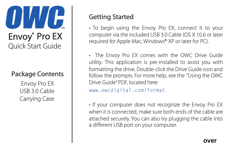 Page n°1 - Manuel utilisateur OWC Envoy Pro EX