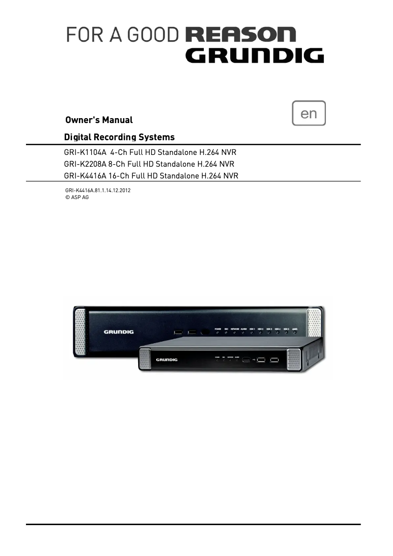 Image de la première page du manuel de l'appareil GRI-K2208A