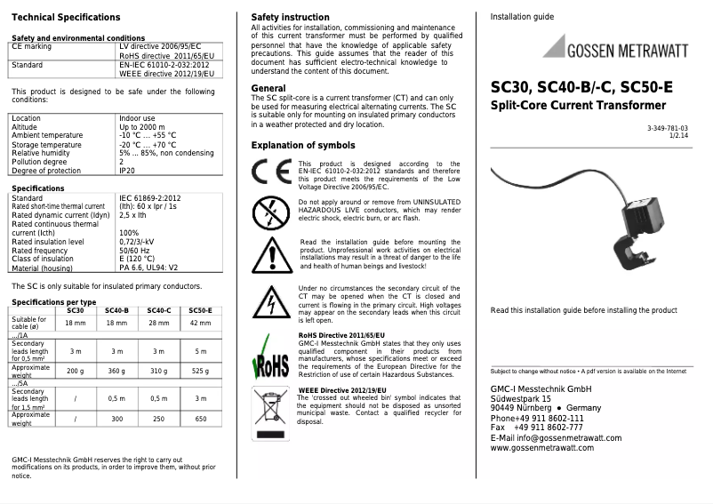 Image de la première page du manuel de l'appareil SC40-B