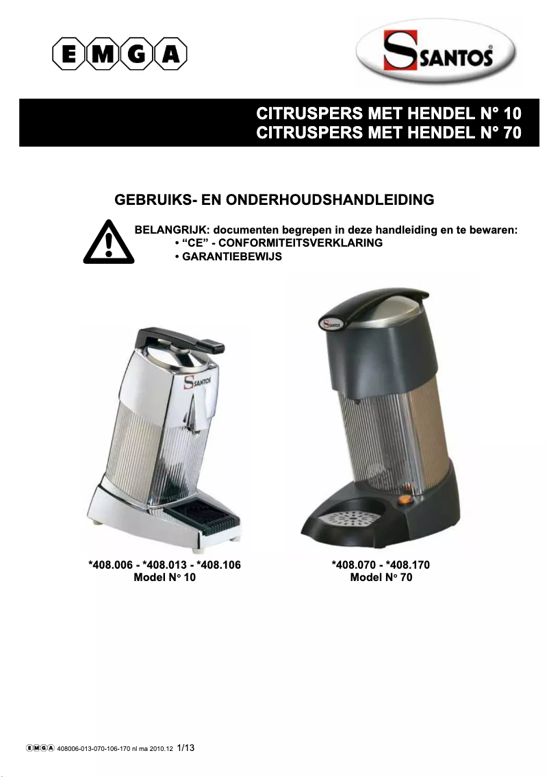 Image de la première page du manuel de l'appareil N° 70