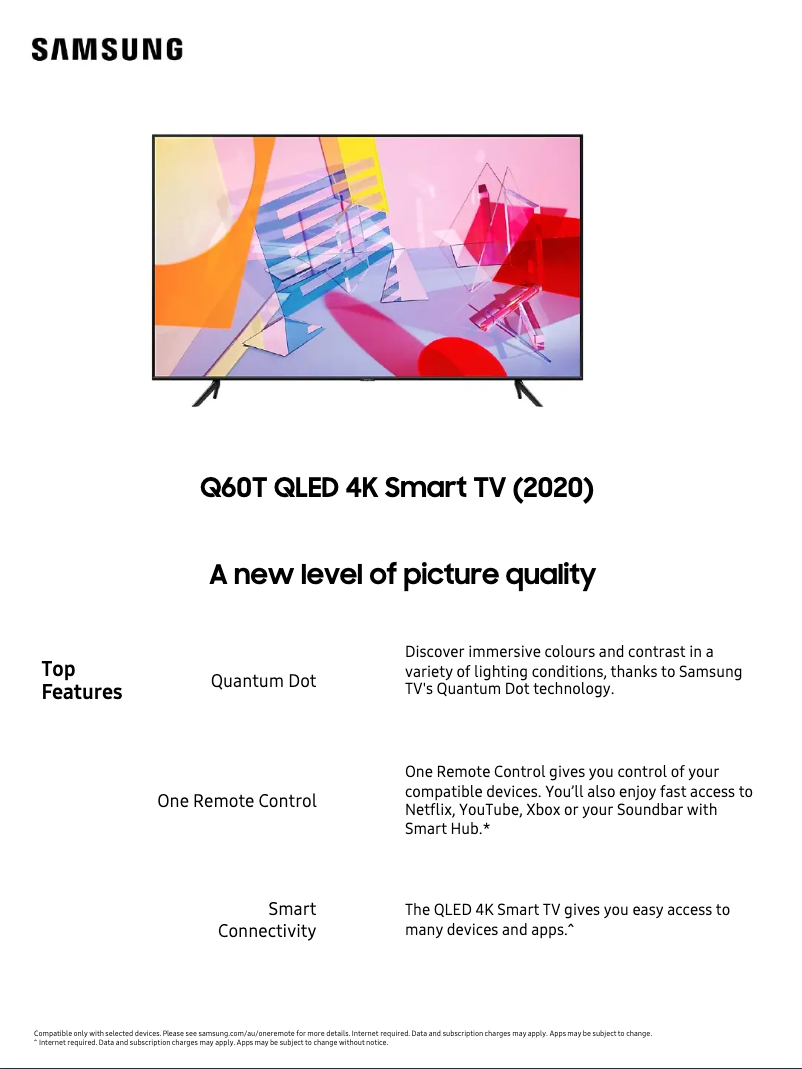 Page 1 de la notice Fiche technique Samsung QA55Q60TAWXXY