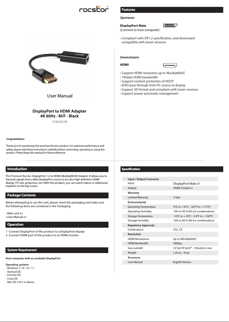 Imagen de la primera página del manual del dispositivo Y10A232-B1