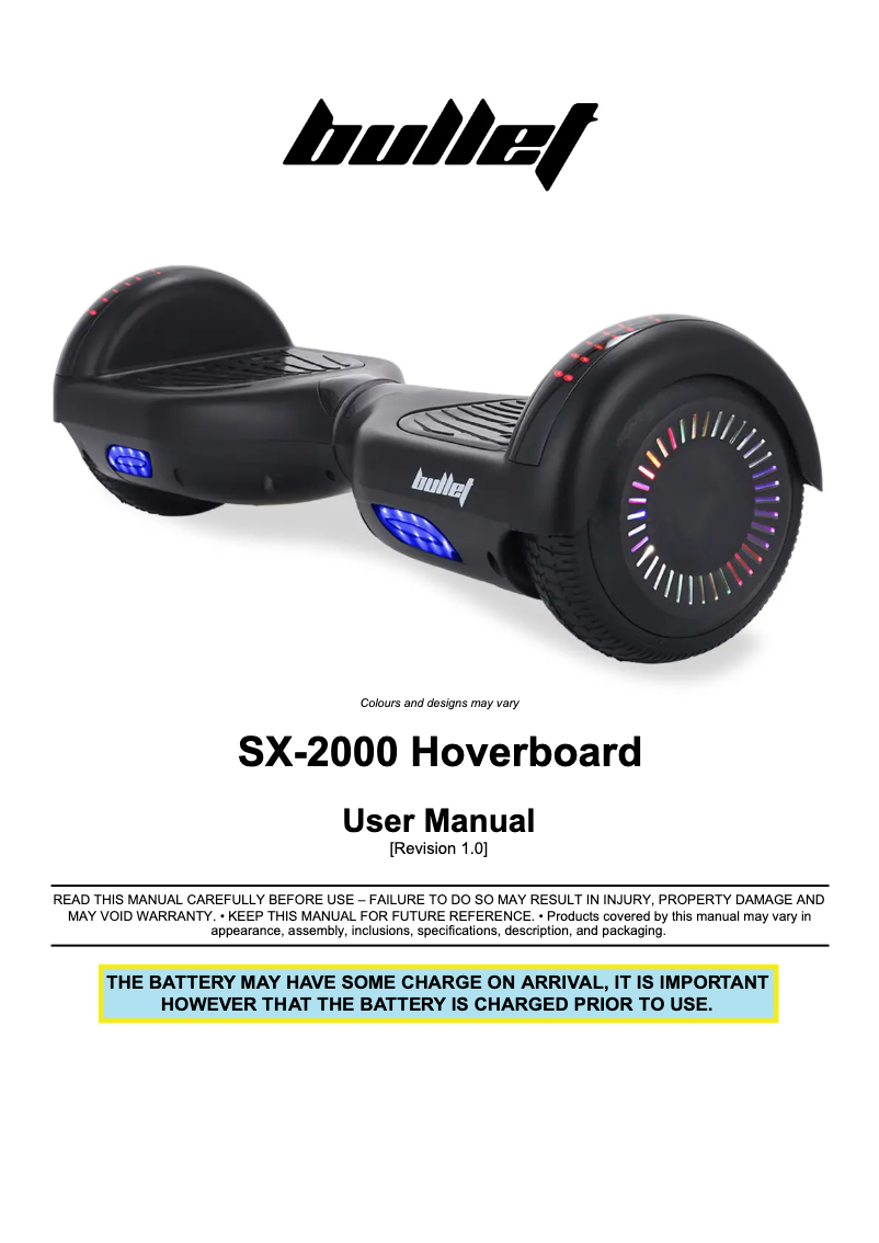 Page 1 de la notice Manuel utilisateur Bullet SX-2000