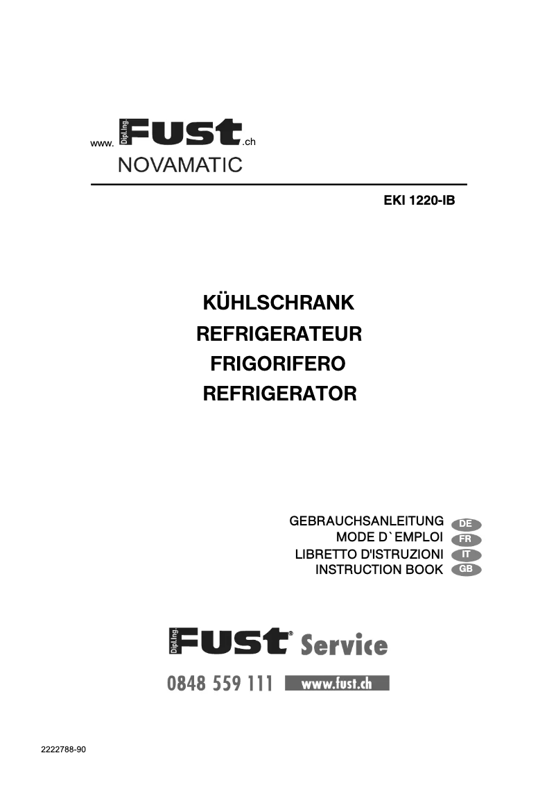 Page n°1 - Manuel utilisateur Novamatic EKI1220-IB