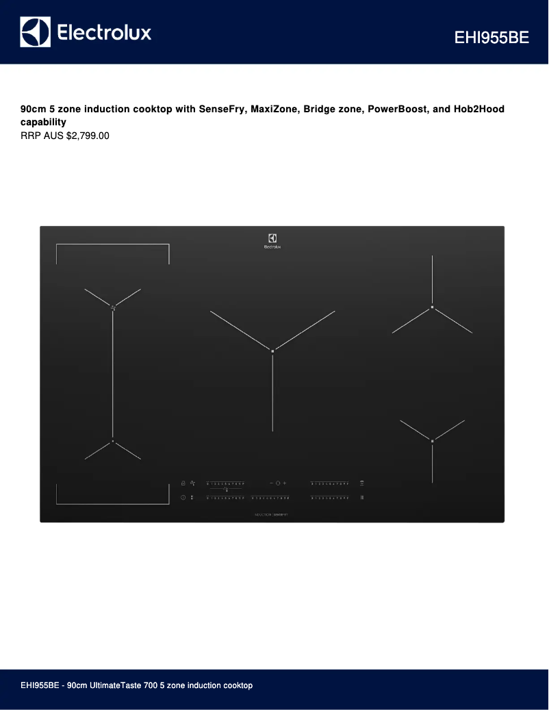 Page 1 de la notice Fiche technique Electrolux EHI955BE