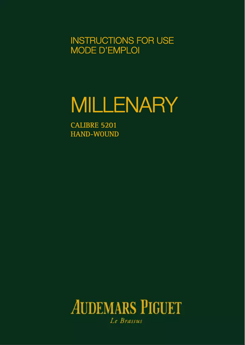 Page n°1 - Manuel utilisateur Audemars Piguet Millenary 77247OR.ZZ.A812CR.01