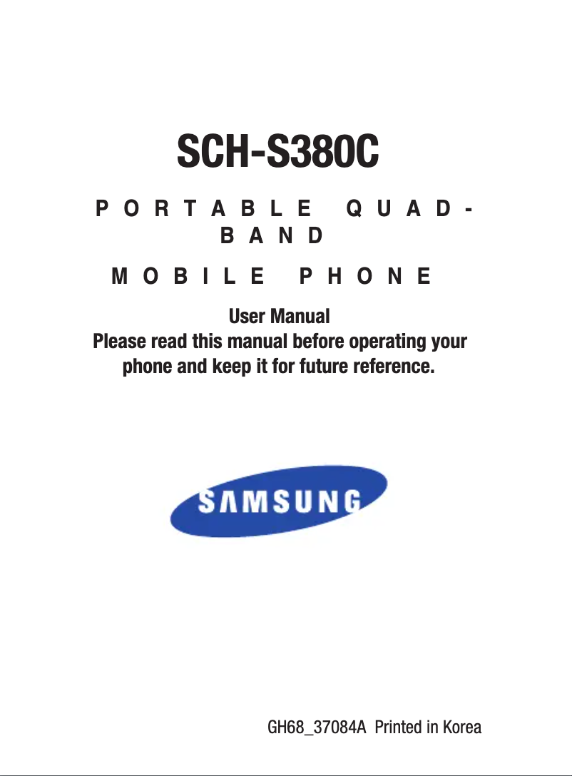 Page n°1 - Manuel utilisateur Samsung SCH-S380C