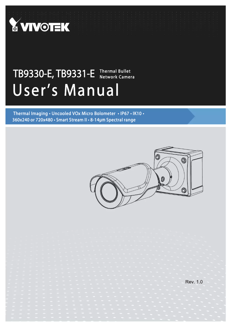 Page 1 de la notice Manuel utilisateur Vivotek Thermal Bullet TB9331-E