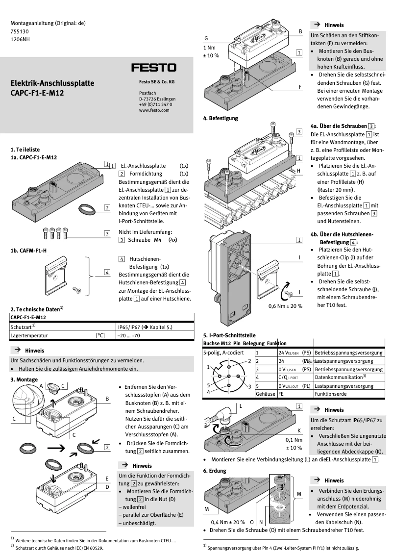 Page n°1 - Manuel utilisateur Festo CAPC-F1-E-M12