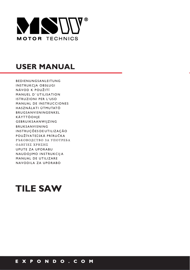 Image de la première page du manuel de l'appareil MSW-TSAW2000EXT